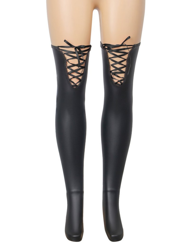 Ohyeah - Cross Straps Stockings - Black - M photo