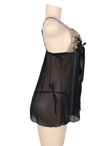 Ohyeah - Mesh Babydoll Set - Black - M photo