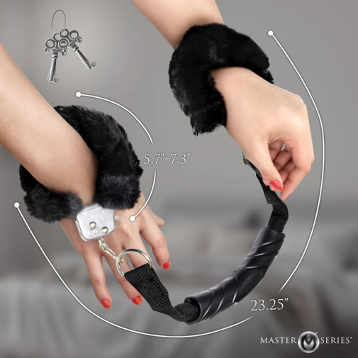 Master Series - Handler Furry Handcuffs - Black photo