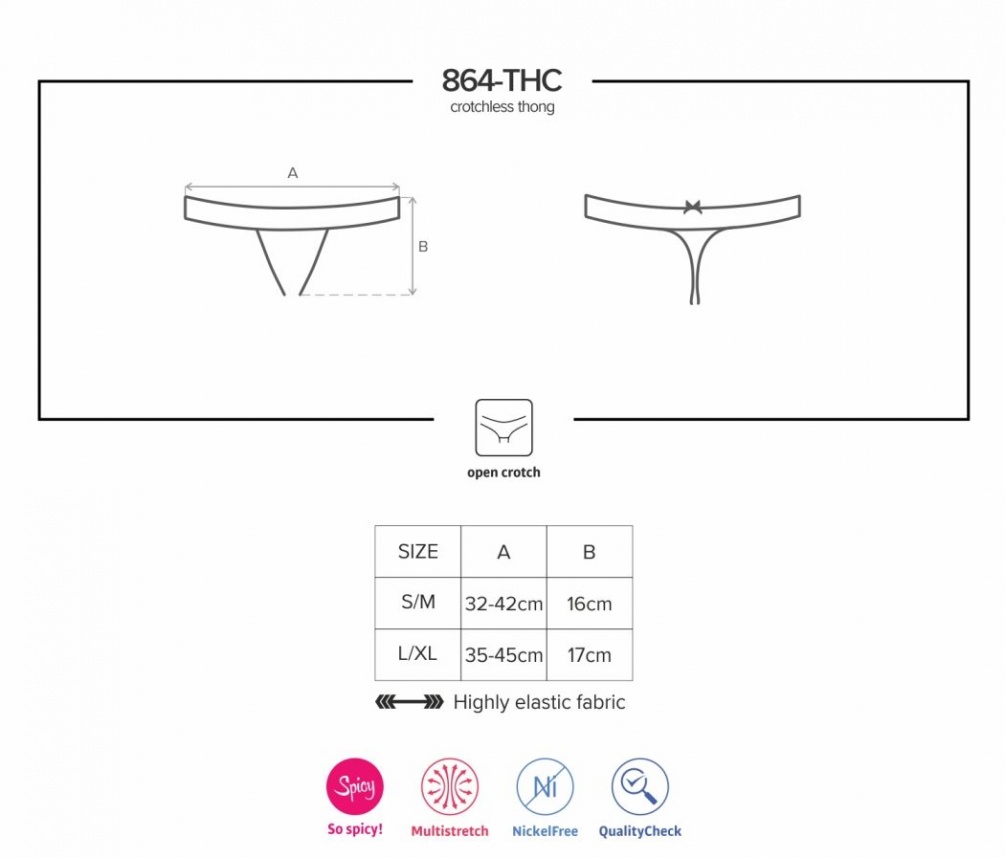 Spicy, naughty and exciting. This thong brings a spark of de... Obsessive - 864-THC-1 Crotchless Thong - Black - S/M photo-9
