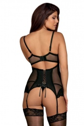 Obsessive - Amallie Corset & Thong - Black - L/XL photo