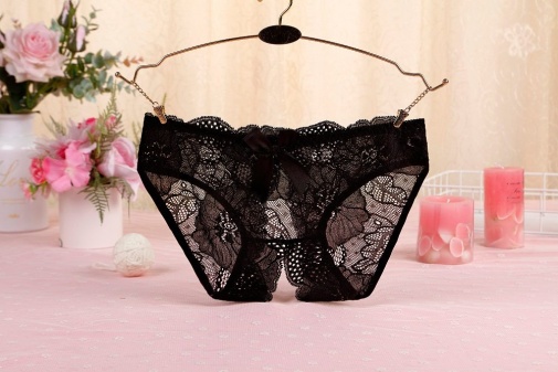 SB - Crotchless Lace Panties - Black photo