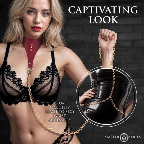 Master Series - Captivate Collar w Body Chain - Red 照片