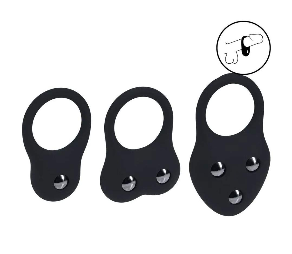 Levelz - 训练型阴茎环 3件套装 - 黑色 照片-3