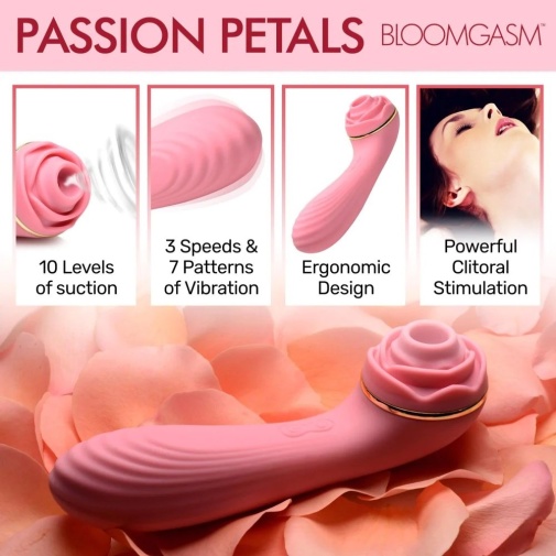 Bloomgasm - 10X 玫瑰花形吸啜震动棒 - 粉红色 照片