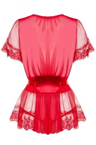 Obsessive - 870-PEI-3 Peignoir & Thong - Red - S/M photo