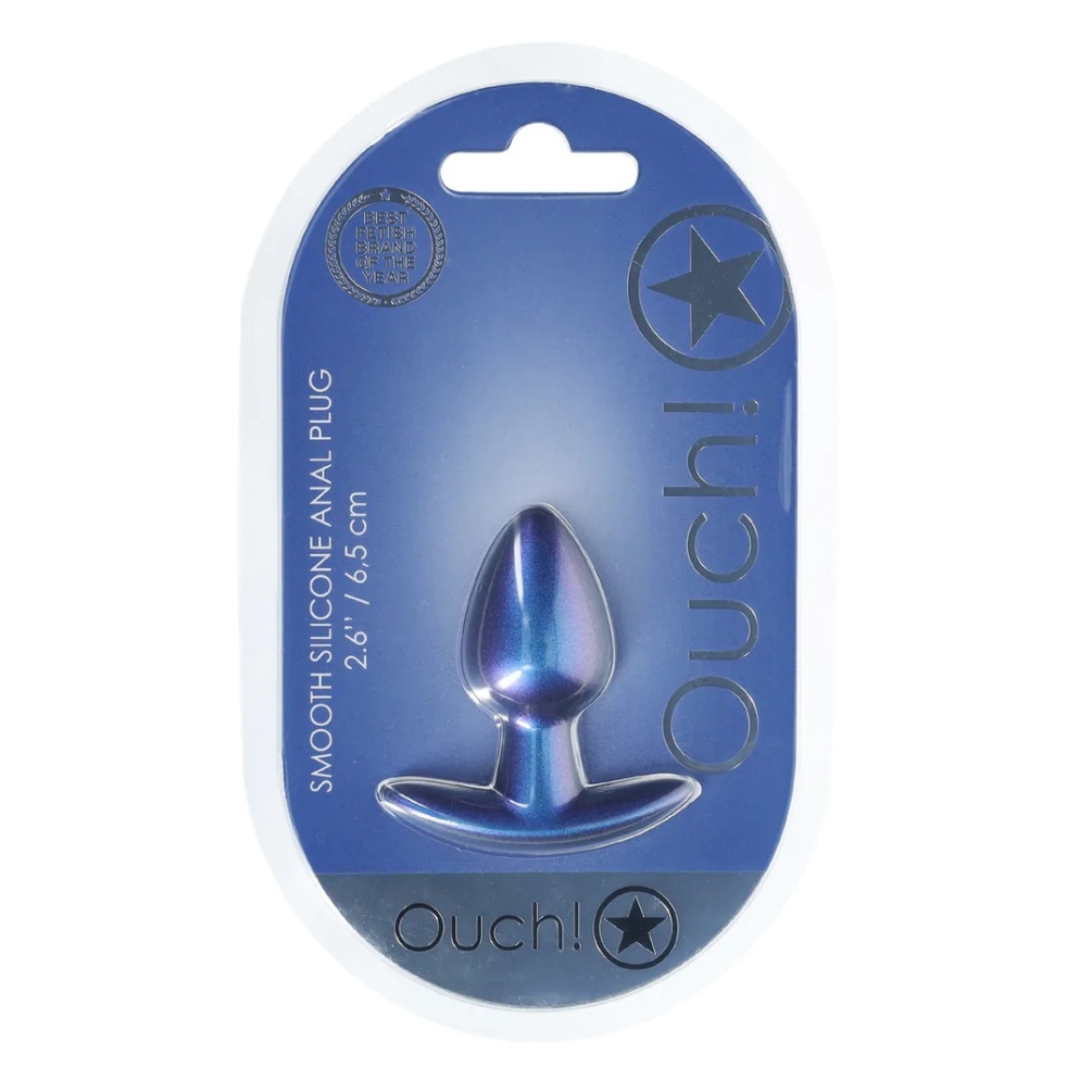The 2.6’’ / 6,5 cm Ouch! Small Anal Plug with its beautiful ... Ouch - Smooth Anal Plug S - Metalic Blue photo-3