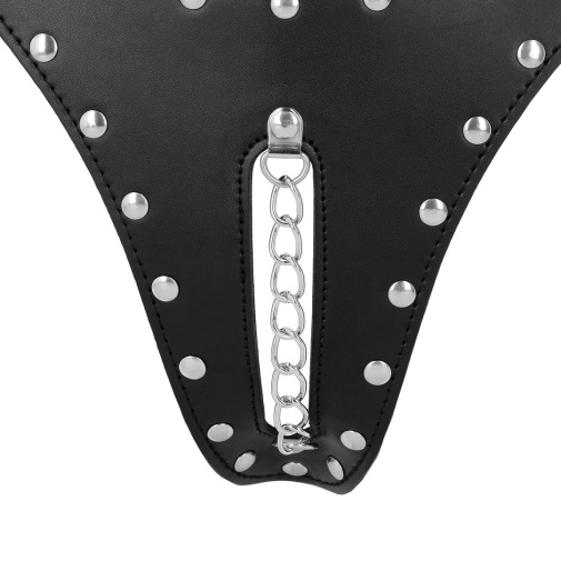 Ouch - Xtreme Chastity Thong w Chain - Black 照片