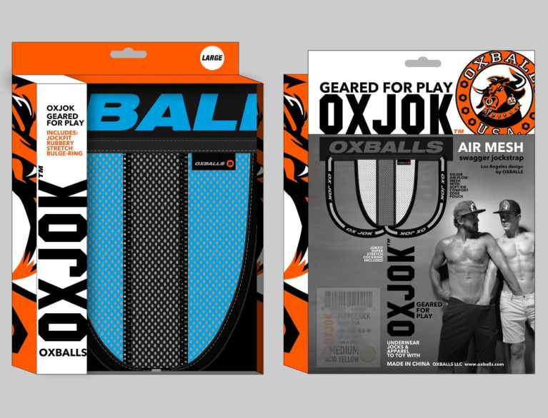 Oxjok - 網狀透氣 內置陰莖環男仕護襠 - 天藍色 - 加大碼 照片