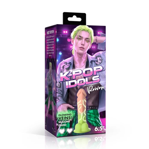 K-Pop Idols - Reiven 拟真连睾丸假阳具 - 绿色 照片