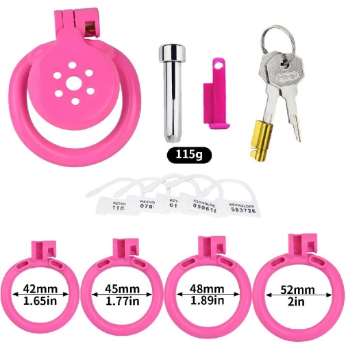 FAAK - Resin Chastity Cage 45mm w Catheter - Pink 照片