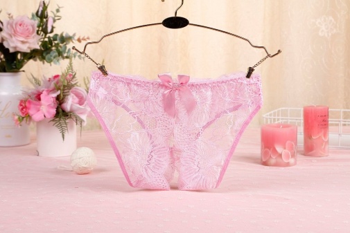 SB - 开裆蕾丝内裤 - 浅粉红色 照片