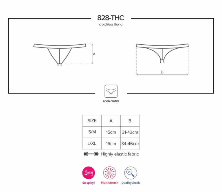Obsessive - 828-THC-1 Crotchless Thong - Black - S/M photo