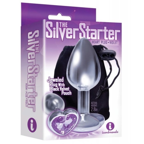 Icon Brands - Silver Starter Heart Plug - Purple photo