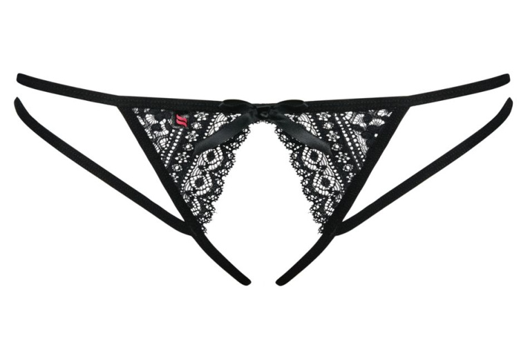 Obsessive - Picantina Crotchless Thong - Black - L/XL photo