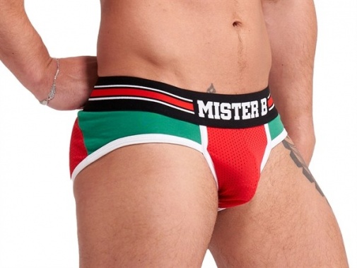 Mister B - Urban Lisbon Jock Brief 露股内裤 - 红色/绿色 - 大码 照片