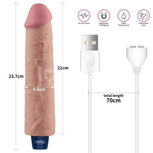 Lovetoy - 9.5" Real Softee Vibro Dildo - Flesh photo