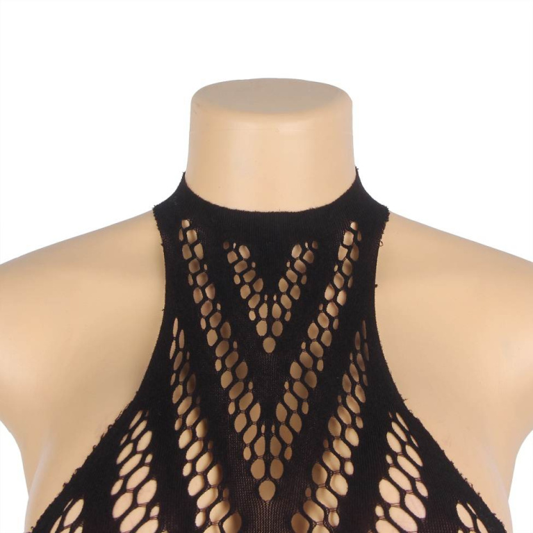 Ohyeah - 渐层网纹连身短裙 - 黑色/红色 - 加大码 照片