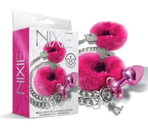 Nixie - Metal Plug w Fur Cuffs - Pink photo