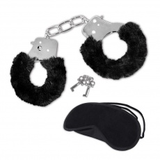 S&M - Furry Love Cuffs & Eyemask Set - Black photo