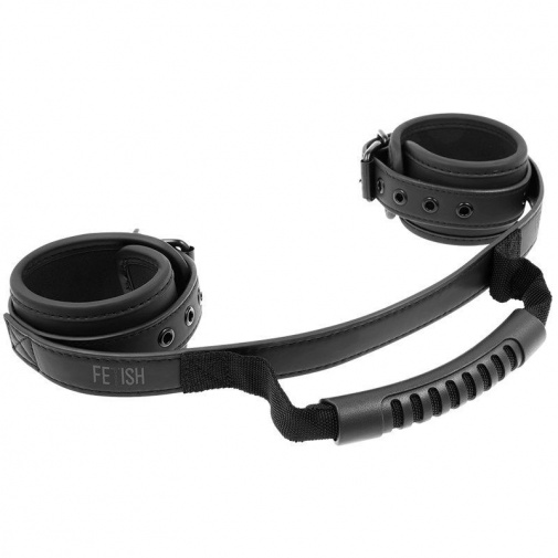 Fetish Submissive - Cuffs w Puller - Black photo