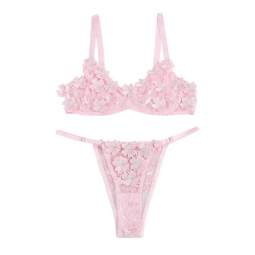Ohyeah - Floral Bra Set - Pink - M 照片