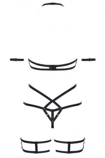 Obsessive - 858-SET-1 內衣 3件套裝 - 黑色 - S/M 照片