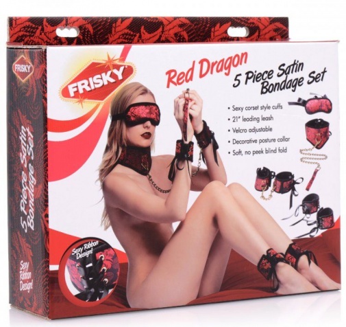 Frisky - Dragon 丝绒束缚套装 5件装 - 红色 照片