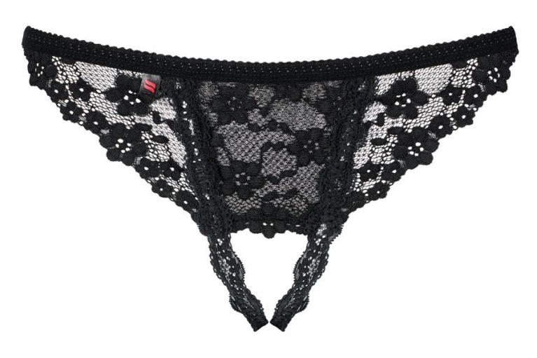 Obsessive - Letica Crotchless Thong - Black - S/M photo