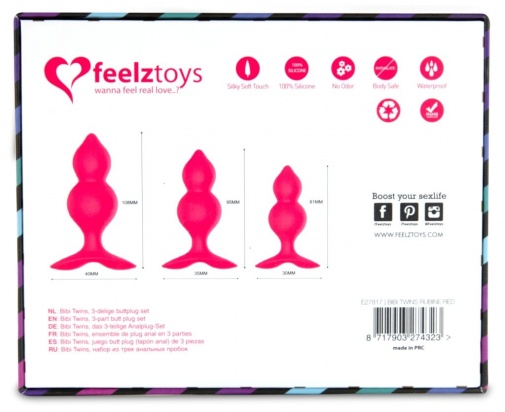 FeelzToys - Bibi Twin Butt Plug Set - Pink photo