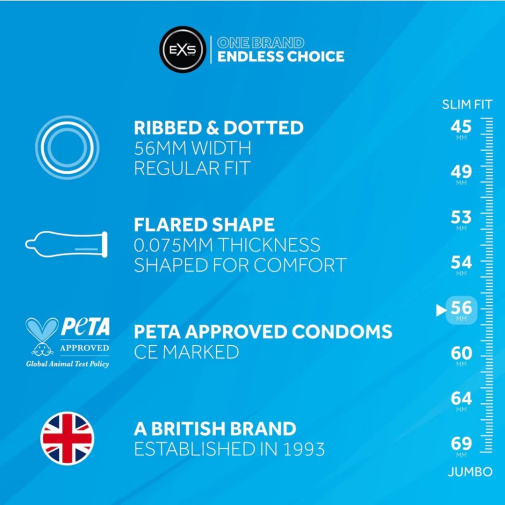 EXS - Vegan Ribbed & Dotted Condoms 12's Pack 照片