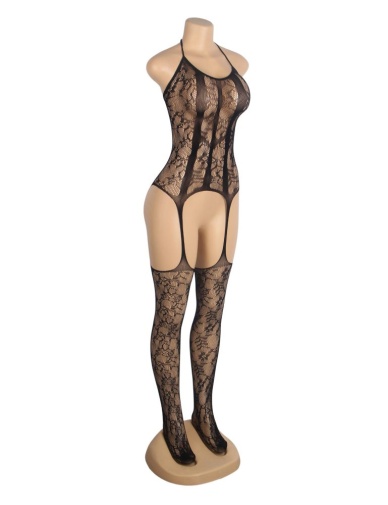 Ohyeah - Sexy Jacquard Bodystocking - Black 照片
