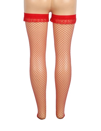 Ohyeah - Bow Mesh Stocking - Red - S 照片