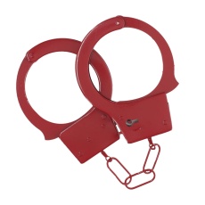 Ouch - Classic Metal Hand Cuffs - Red photo