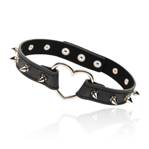Master Series - Spiked Heart Choker - Black 照片