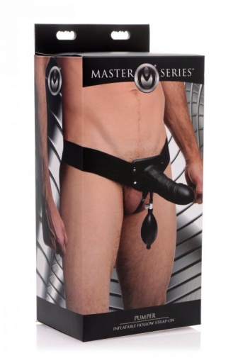 Master Series - Pumper Inflatable Hollow Strap-On - Black photo