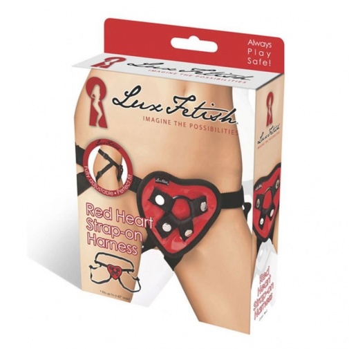 Lux Fetish - Red Heart Strap-on Harness - Red photo