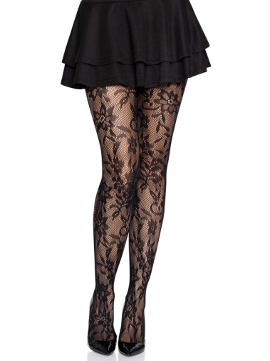 Leg Avenue - Chantilly Floral Lace Tights - Black photo