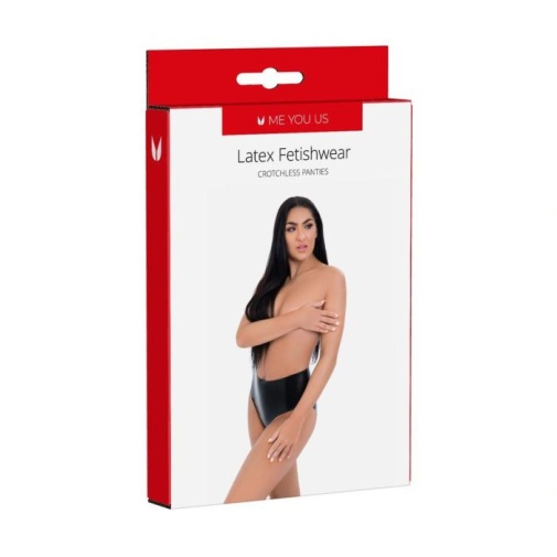 Me You Us - Latex Crotchless Panties - Black - S 照片