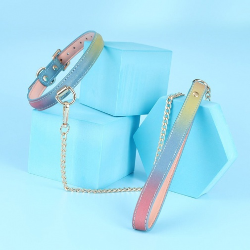 MT - Collar & Leash - Rainbow Blue photo