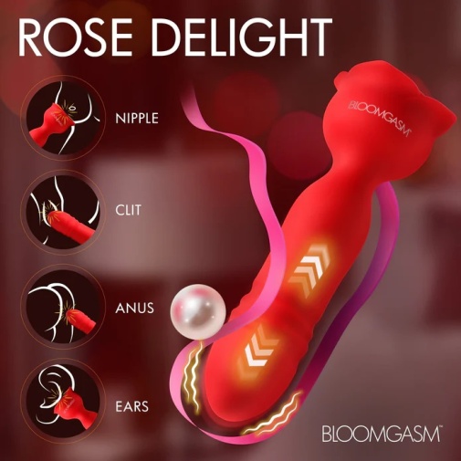 Bloomgasm - Rose Delight Thrusting Vibrator - Red 照片