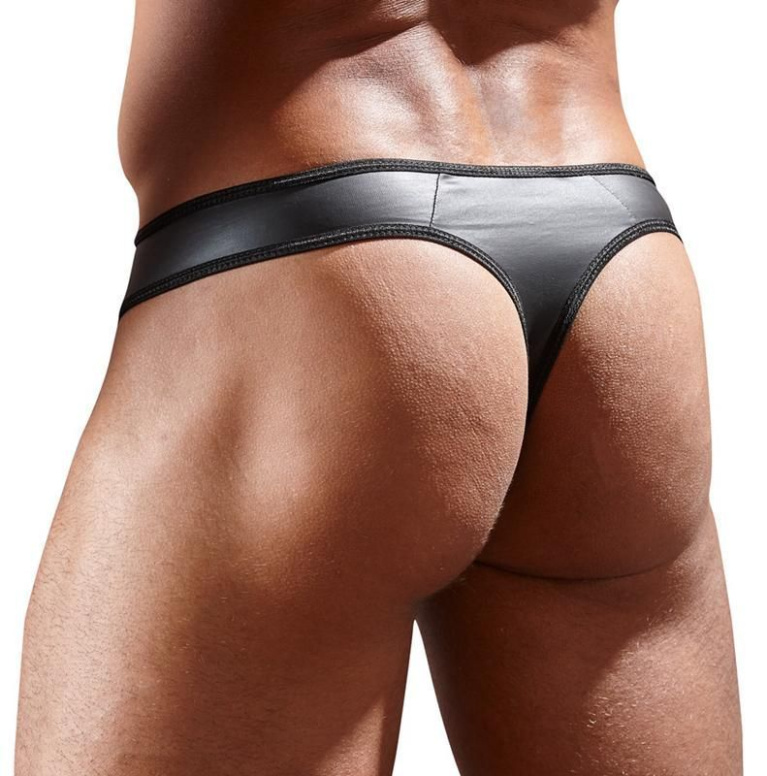 Svenjoyment - Faux Leather G-String - Black - S photo