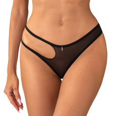 Obsessive - Saturis Crotchless Thong - Black - L/XL photo