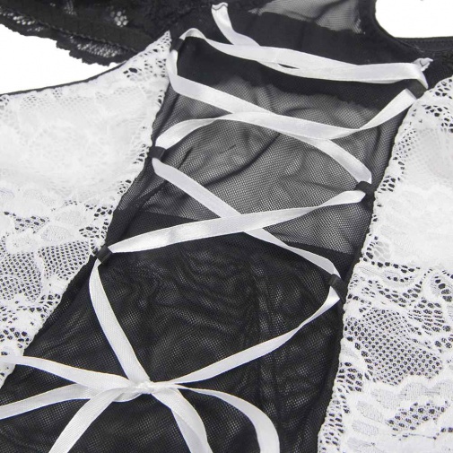 Ohyeah - Maid Costume w Garters - Black - M photo