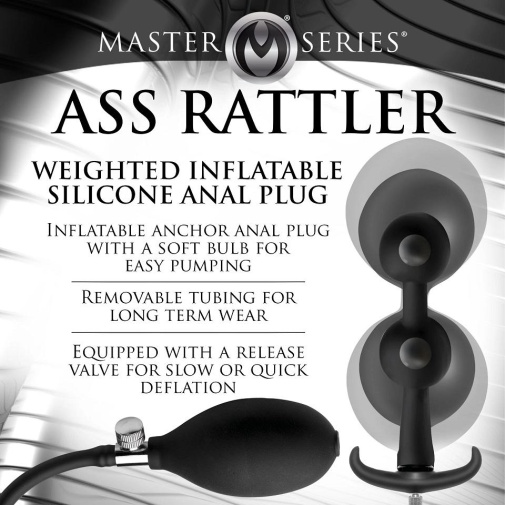 Master Series - Ass Rattler Weighted Inflatable Plug - Black photo