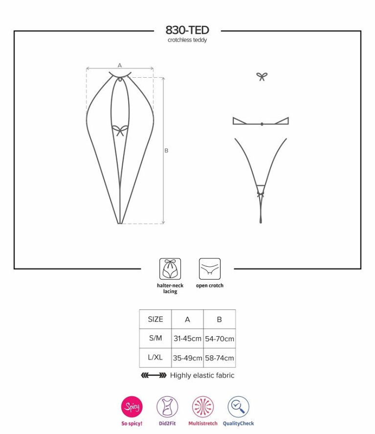 Obsessive - 830-TED-1 連身內衣 - 黑色 - S/M 照片