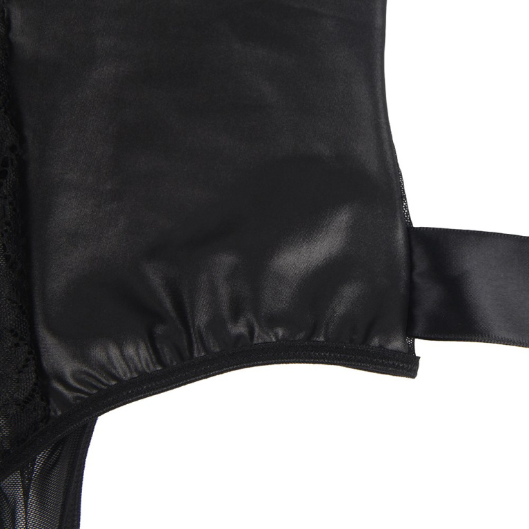 Ohyeah - 中空束縛泰迪緊身內衣 - 黑色 - 3XL 照片