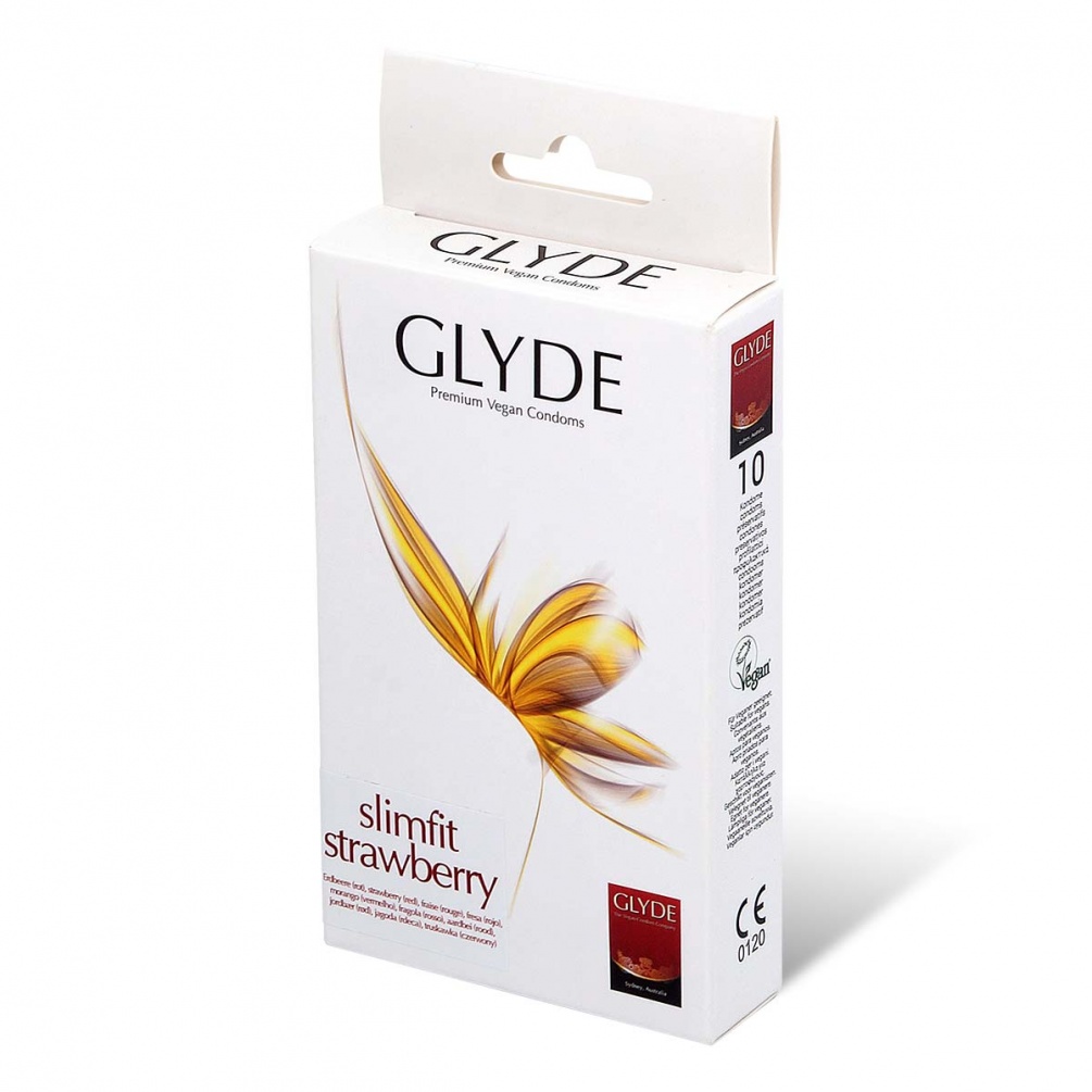 Vegetarian attitude is not only limited to a vegetarian diet... Glyde Vegan - Tight Fit Strawberry Condoms 10's Pack photo-3