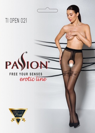 Passion - Tiopen 021 Pantyhose - Black - 3/4 photo