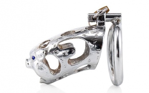 MT - Wild Boar Chastity Cage 45mm - Silver photo